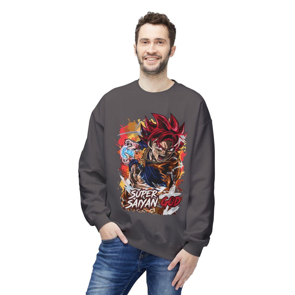 Super Saiyan God Graphic Crewneck Sweatshirt
