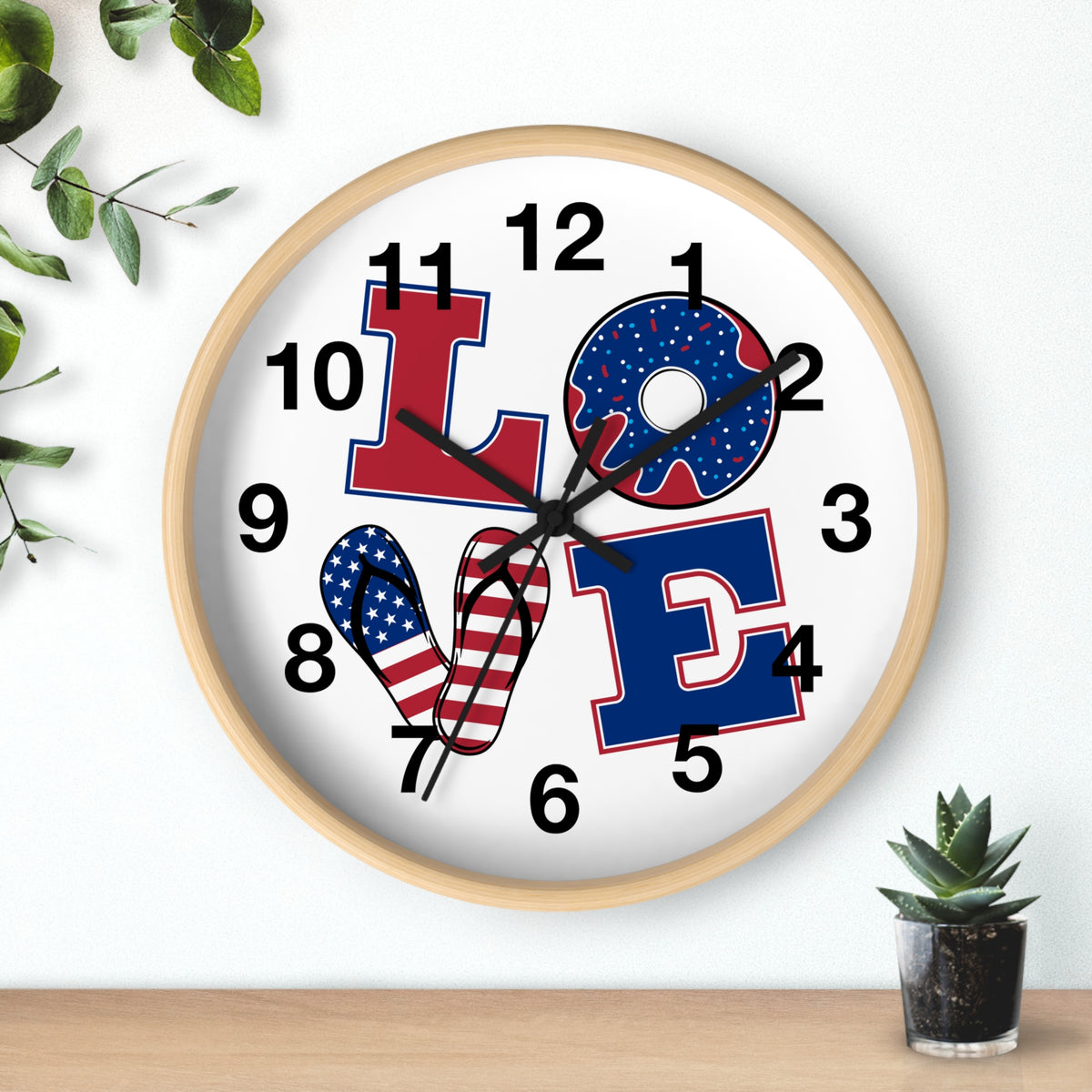 Patriotic LOVE Wall Clock | American Flag Home Decor