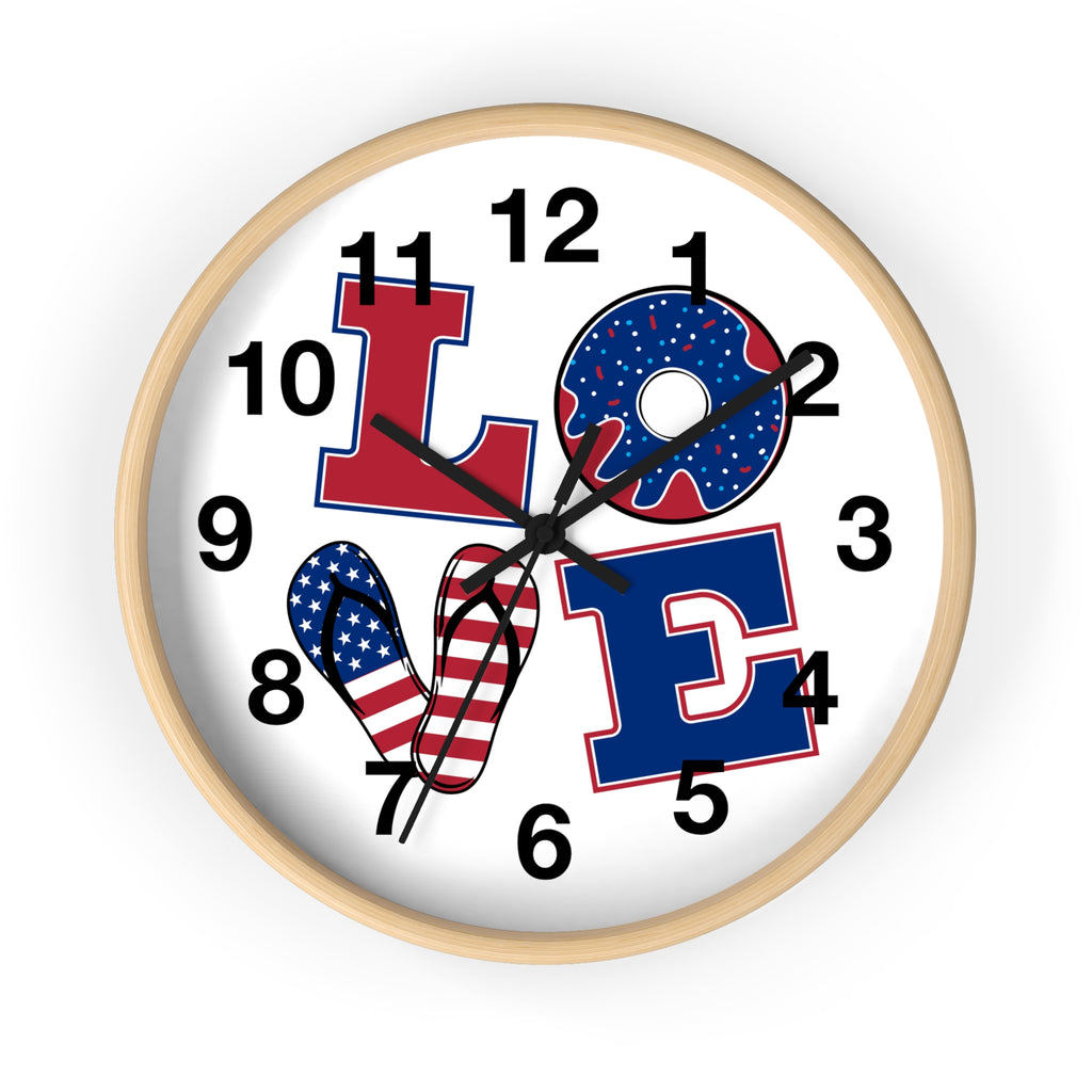Patriotic LOVE Wall Clock | American Flag Home Decor