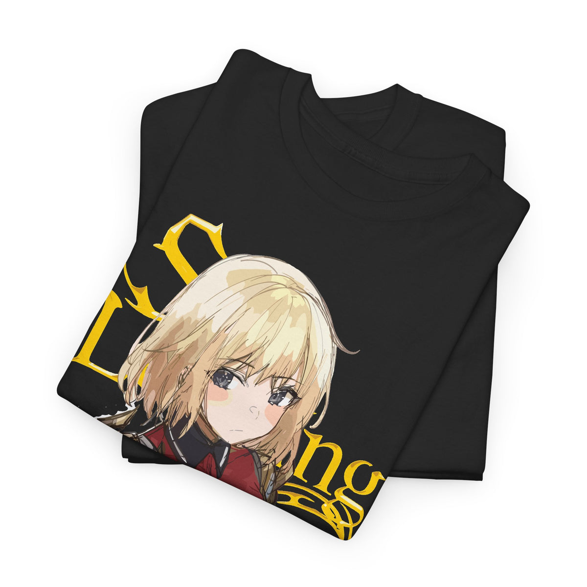 Anime knight graphic T-shirt with fantasy warrior artwork