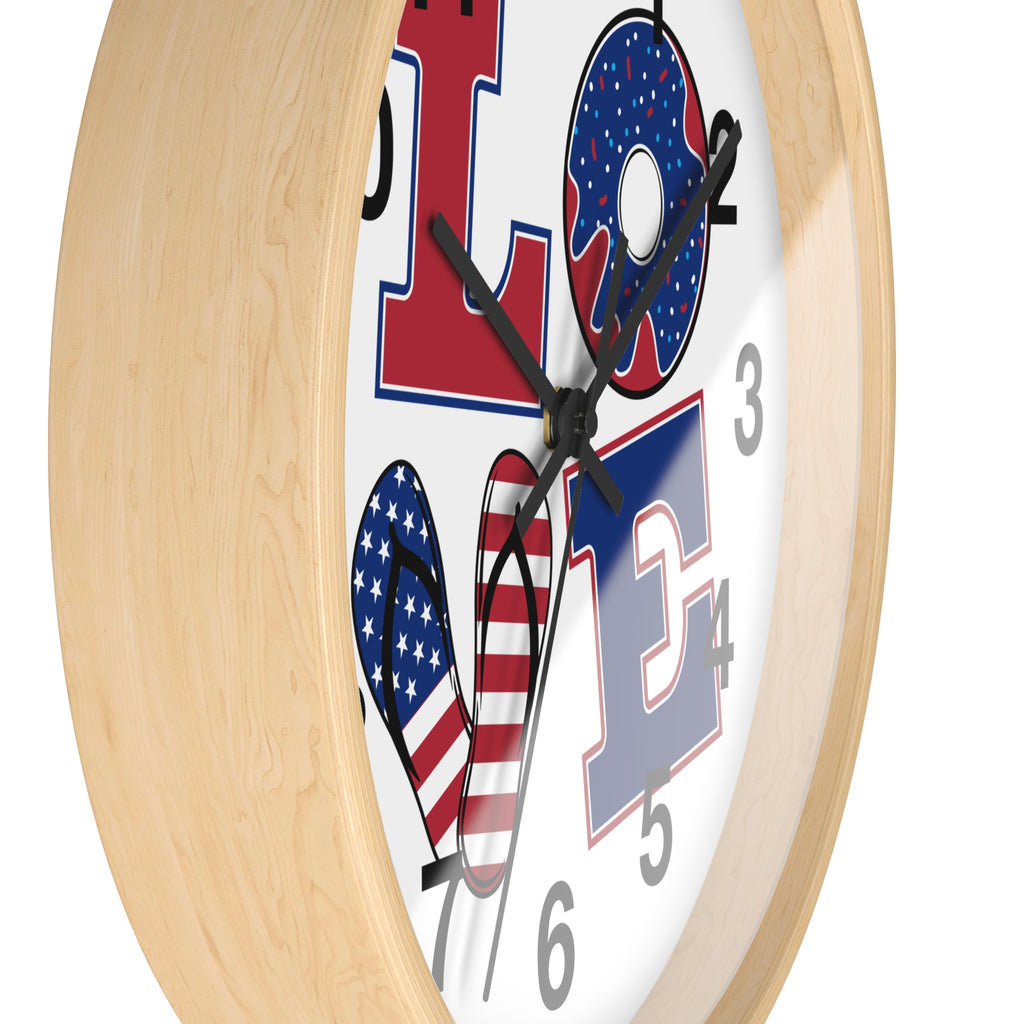 Patriotic LOVE Wall Clock | American Flag Home Decor
