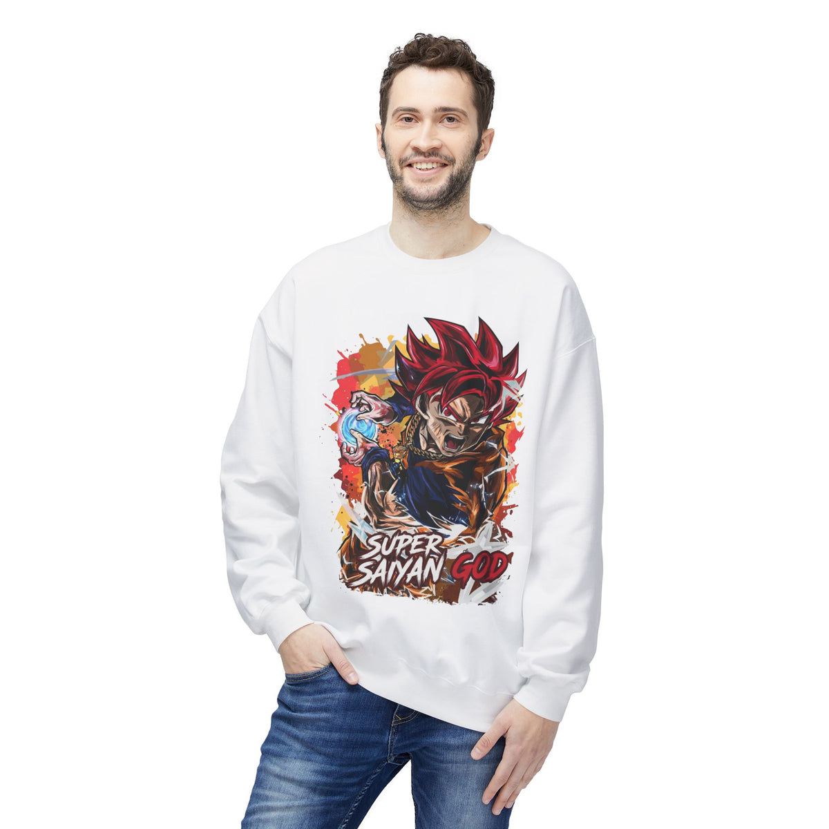 Super Saiyan God Graphic Crewneck Sweatshirt