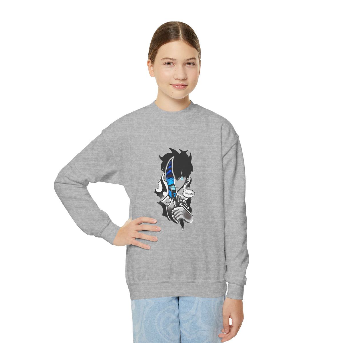 Anime Shadow Boy Youth Crewneck Sweatshirt | Kids Streetwear