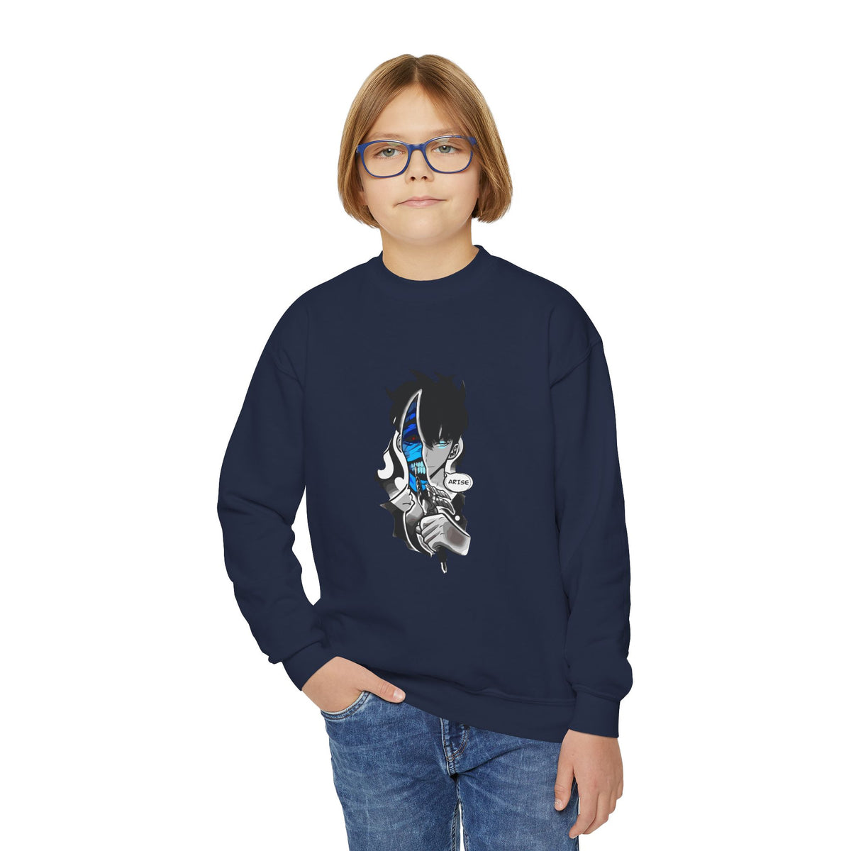 Anime Shadow Boy Youth Crewneck Sweatshirt | Kids Streetwear