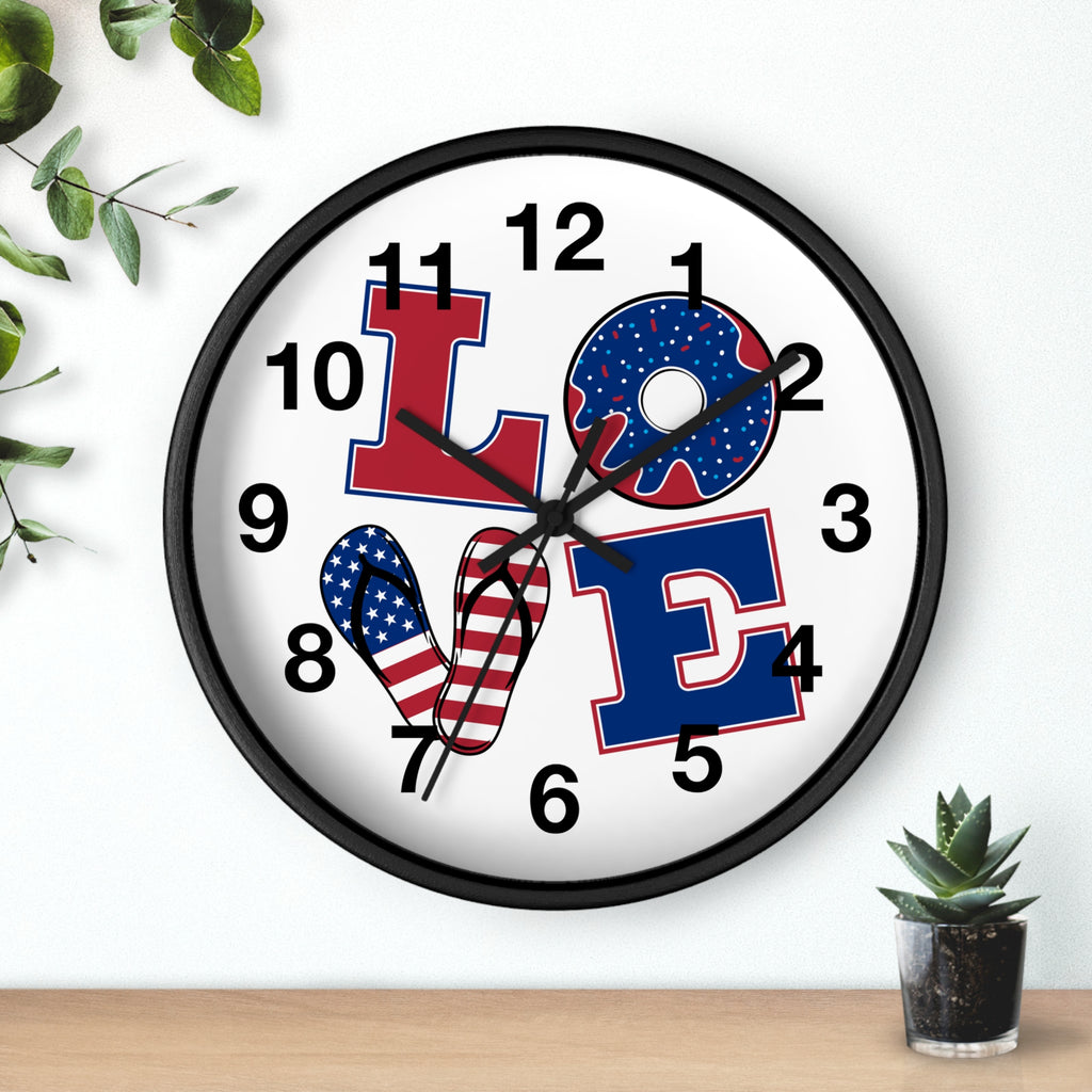 Patriotic LOVE Wall Clock | American Flag Home Decor