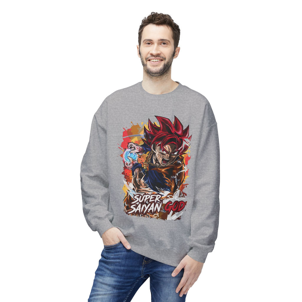 Super Saiyan God Graphic Crewneck Sweatshirt