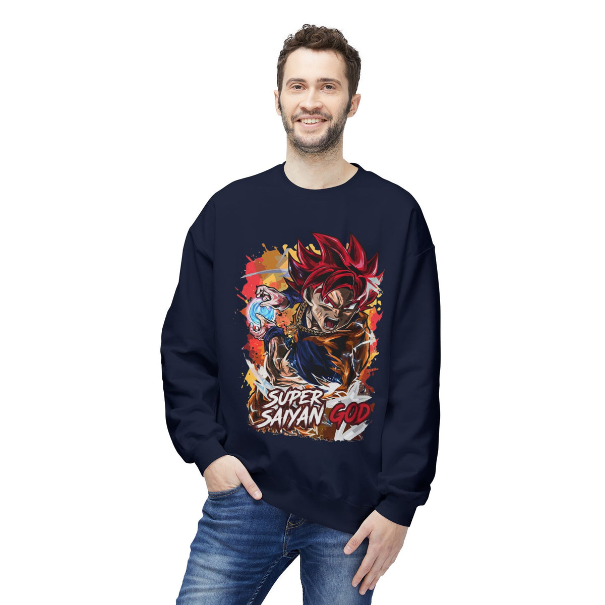 Super Saiyan God Graphic Crewneck Sweatshirt