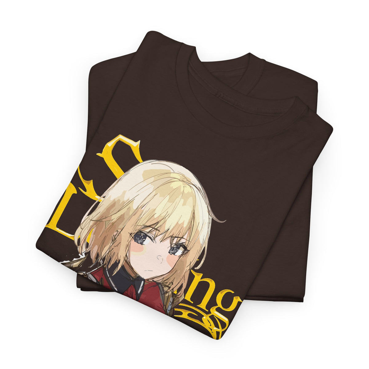 Anime knight graphic T-shirt with fantasy warrior artwork