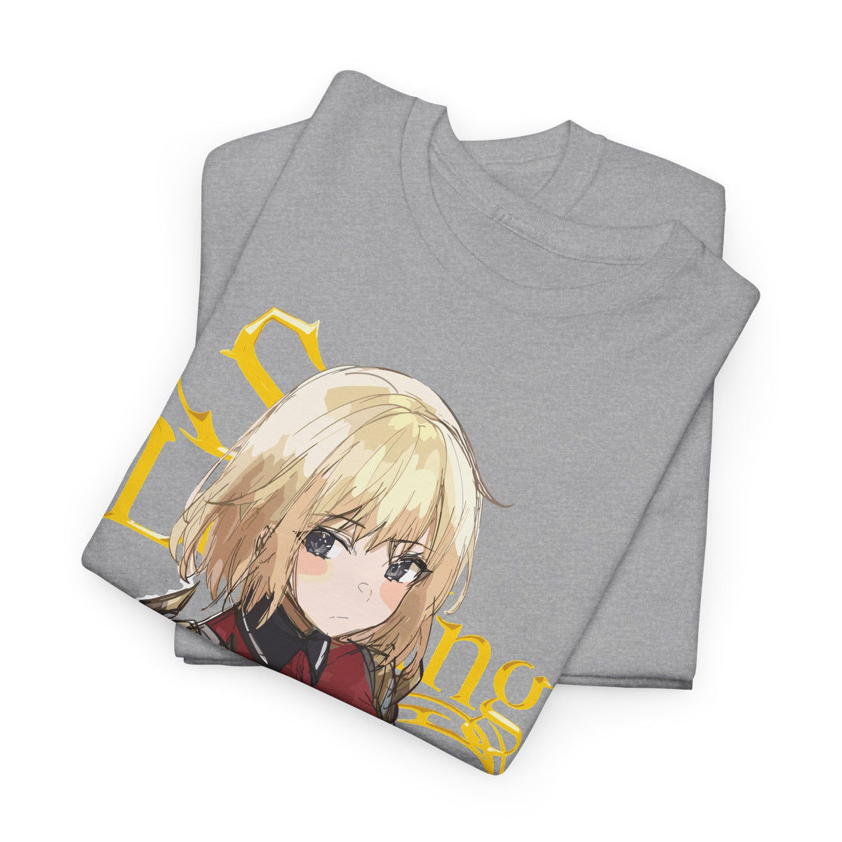 Anime knight graphic T-shirt with fantasy warrior artwork