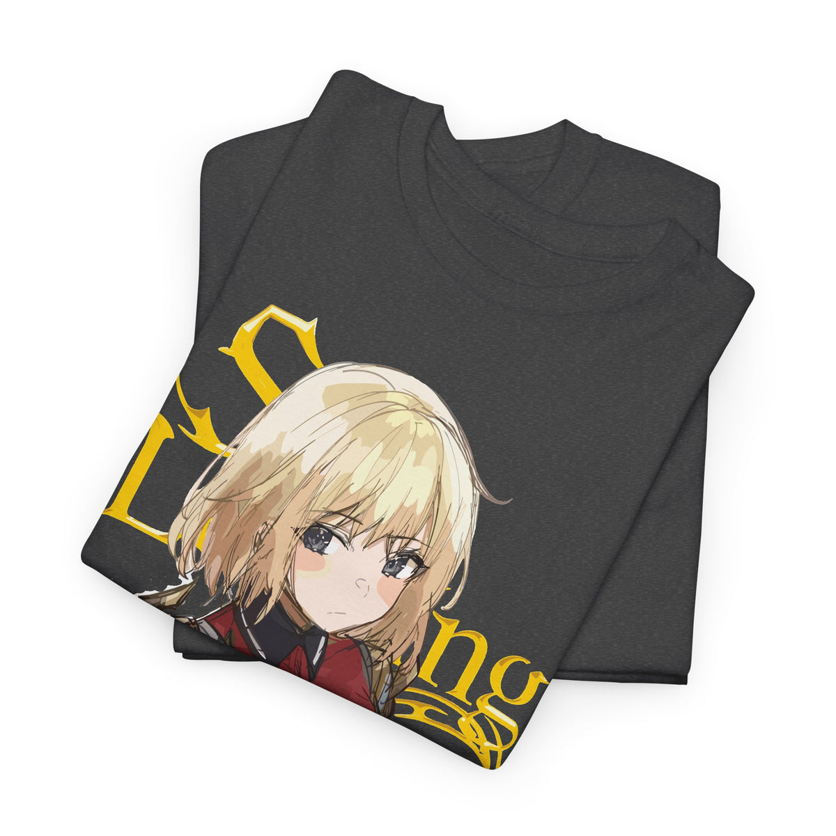 Anime knight graphic T-shirt with fantasy warrior artwork