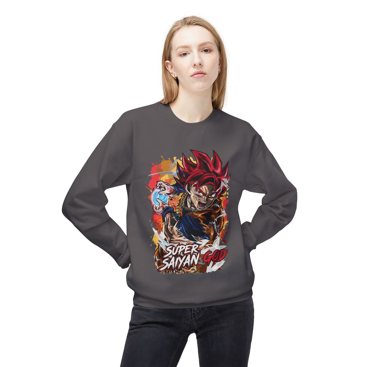 Super Saiyan God Graphic Crewneck Sweatshirt